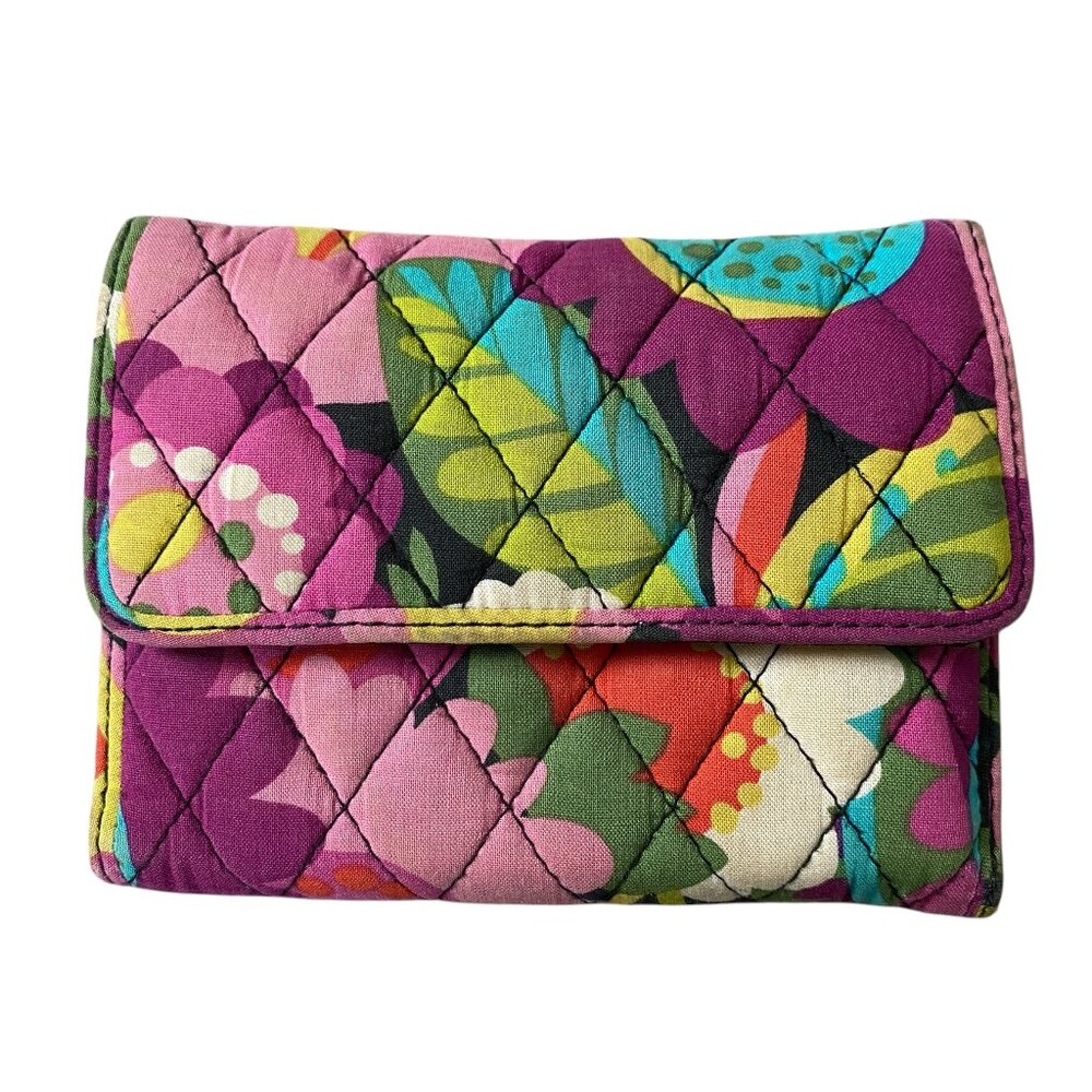 Vera Bradley women's multi-colored floral trifold wallet card holder bag
